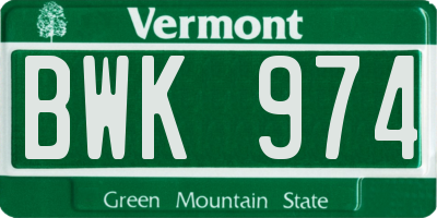 VT license plate BWK974