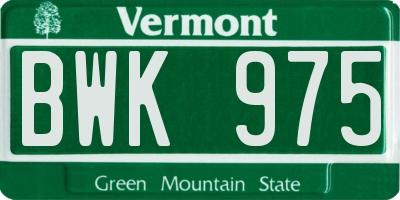 VT license plate BWK975