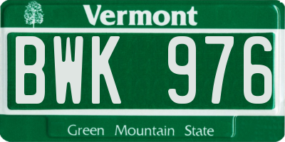 VT license plate BWK976