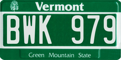 VT license plate BWK979