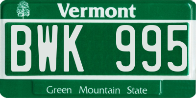 VT license plate BWK995