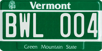 VT license plate BWL004