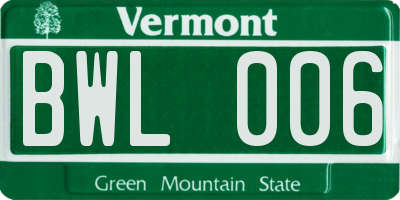 VT license plate BWL006