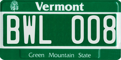 VT license plate BWL008