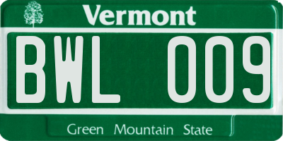 VT license plate BWL009