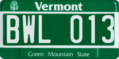 VT license plate BWL013
