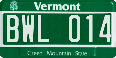 VT license plate BWL014
