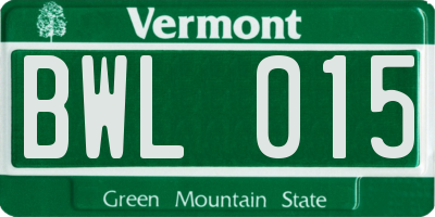 VT license plate BWL015