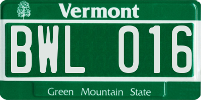 VT license plate BWL016