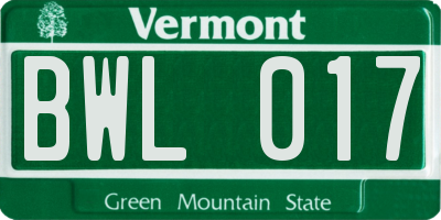 VT license plate BWL017