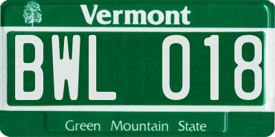 VT license plate BWL018