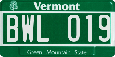 VT license plate BWL019