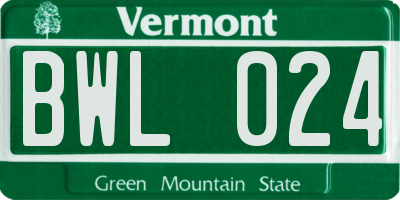 VT license plate BWL024