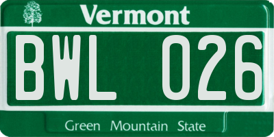 VT license plate BWL026