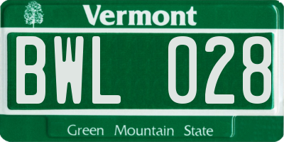 VT license plate BWL028