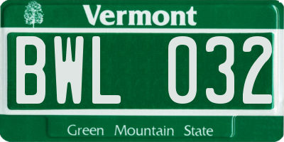 VT license plate BWL032