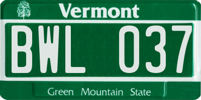 VT license plate BWL037