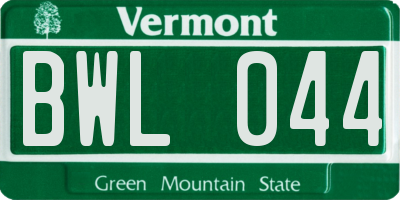 VT license plate BWL044