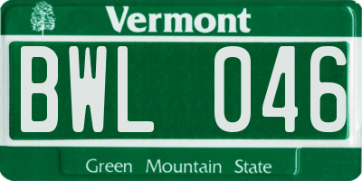 VT license plate BWL046