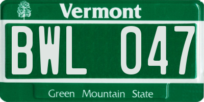 VT license plate BWL047