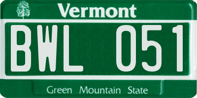 VT license plate BWL051