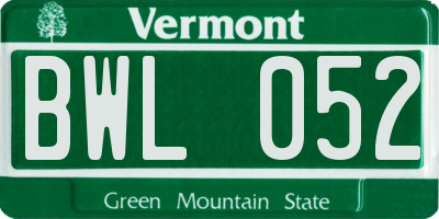 VT license plate BWL052