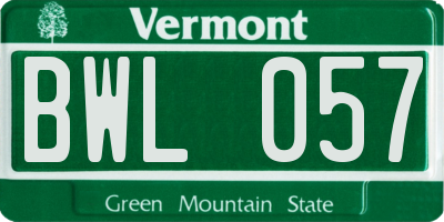 VT license plate BWL057