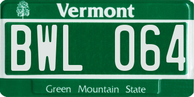 VT license plate BWL064