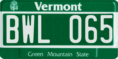 VT license plate BWL065