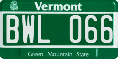 VT license plate BWL066