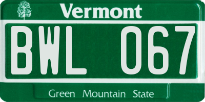 VT license plate BWL067
