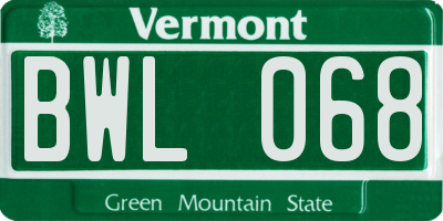 VT license plate BWL068