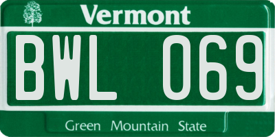 VT license plate BWL069