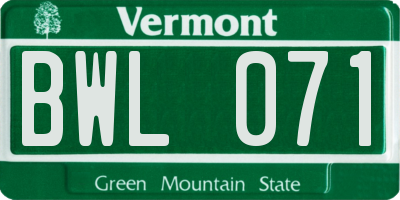 VT license plate BWL071