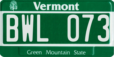 VT license plate BWL073
