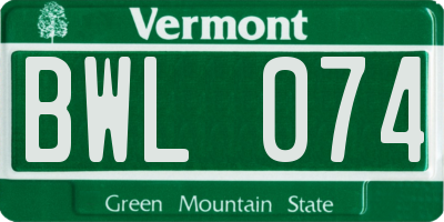 VT license plate BWL074