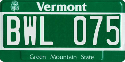 VT license plate BWL075