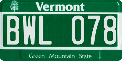 VT license plate BWL078