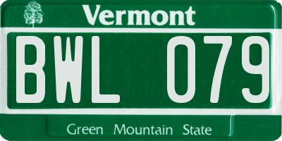 VT license plate BWL079