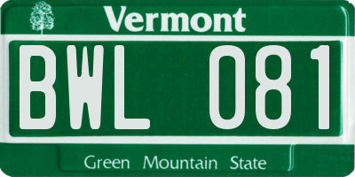 VT license plate BWL081