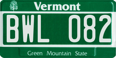VT license plate BWL082