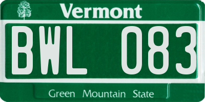 VT license plate BWL083