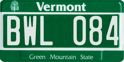 VT license plate BWL084