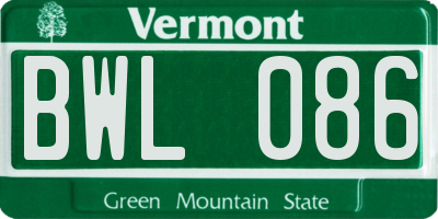 VT license plate BWL086