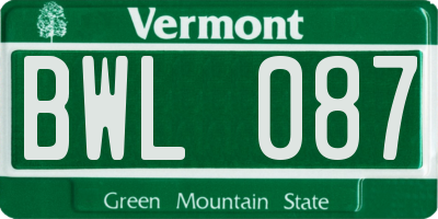 VT license plate BWL087
