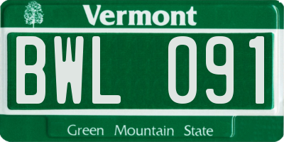 VT license plate BWL091
