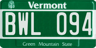 VT license plate BWL094