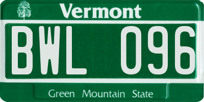 VT license plate BWL096