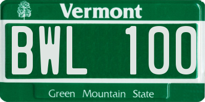 VT license plate BWL100