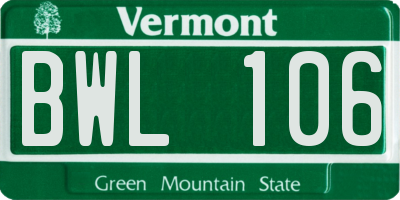 VT license plate BWL106